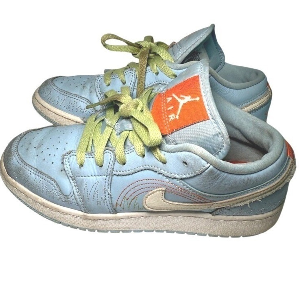 Nike Air Jordan 1 Low Light Blue Orange Kids Youth Sz 5Y DO8277 400 - Picture 1 of 5
